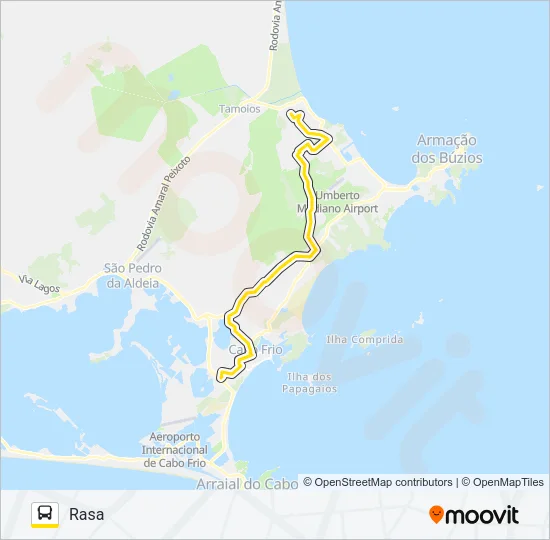 B500 CABO FRIO / RASA (VIA BAÍA FORMOSA) Bus Line Map
