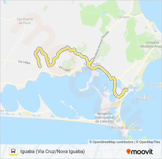 B215 CABO FRIO / IGUABA (VIA CRUZ / NOVA IGUABA) Bus Line Map
