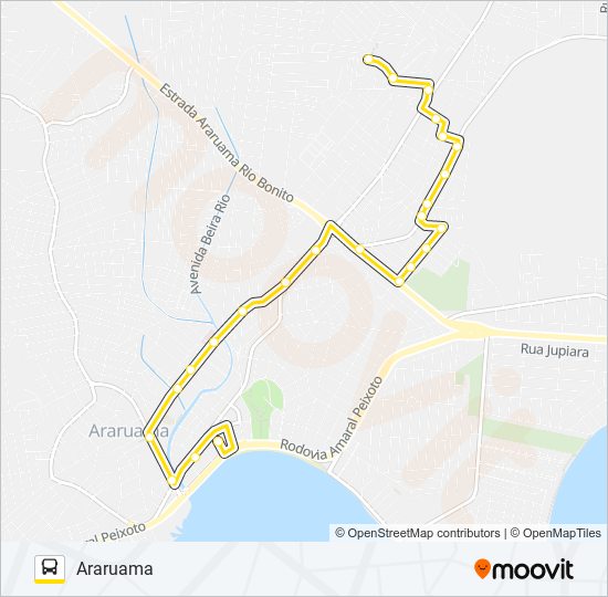 Mapa da linha 259 ARARUAMA / FAZENDINHA (VIA CLUBE DOS ENGENHEIROS) de ônibus