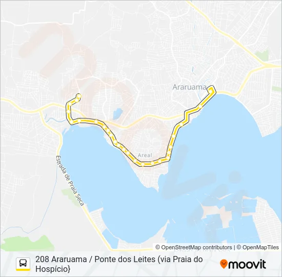 208 ARARUAMA / PONTE DOS LEITES (VIA PRAIA DO HOSPÍCIO} Bus Line Map