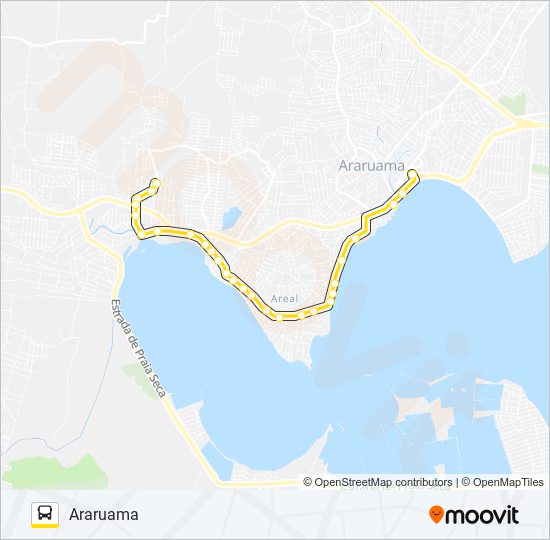 Mapa da linha 243 ARARUAMA / PONTE DOS LEITES (VIA PRAÇA DA BANDEIRA) de ônibus