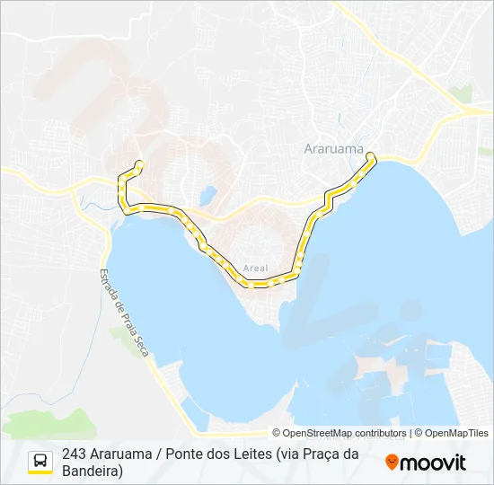 243 ARARUAMA / PONTE DOS LEITES (VIA PRAÇA DA BANDEIRA) Bus Line Map