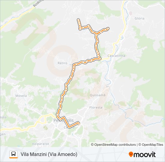 Mapa da linha 505 de ônibus