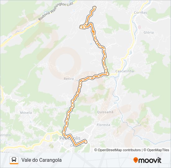 Mapa da linha 519 de ônibus