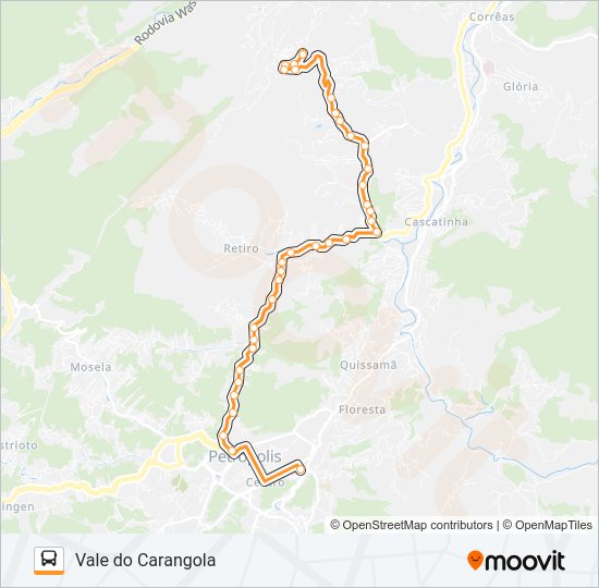 Mapa da linha 519 de ônibus