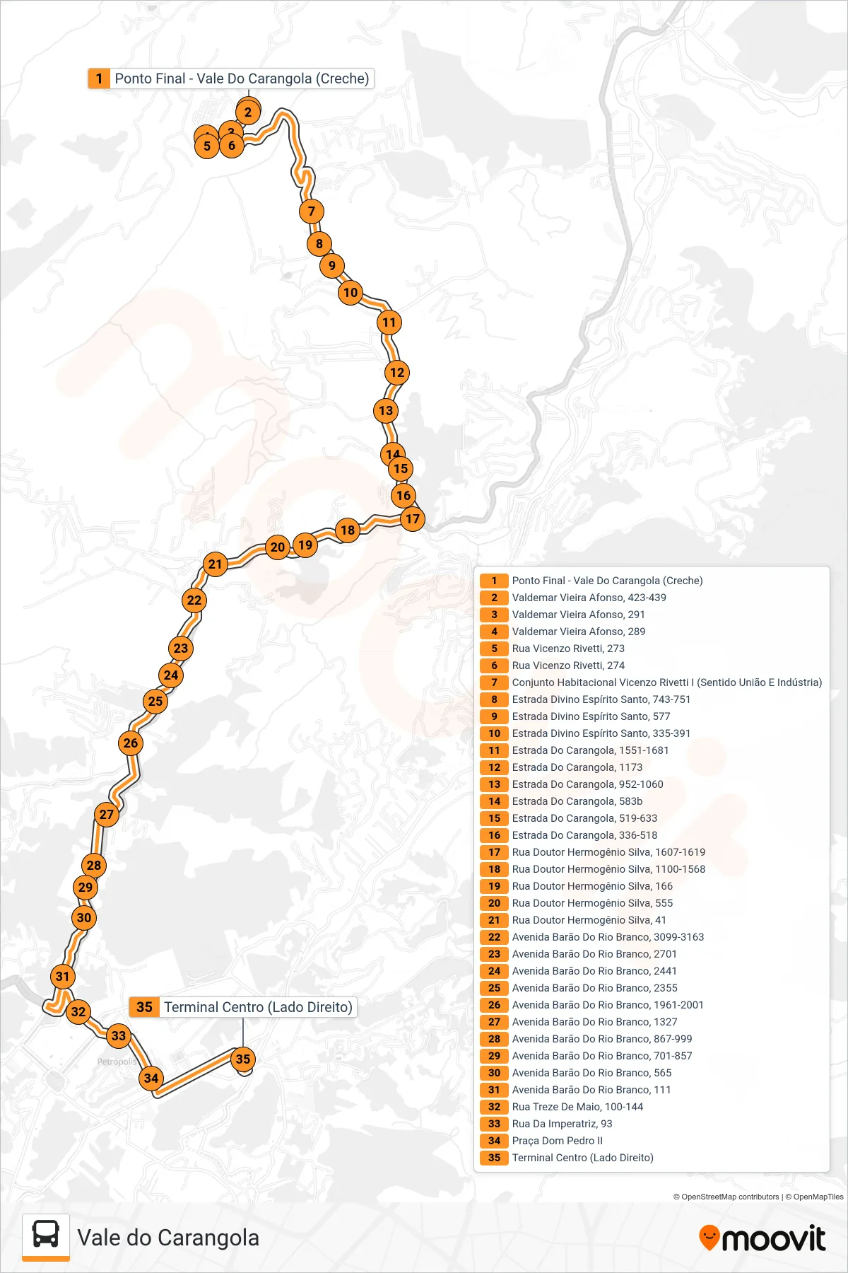 519 bus Line (Centro (Saída Da Creche)) route and stops on a map