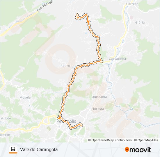 Mapa da linha 519 de ônibus