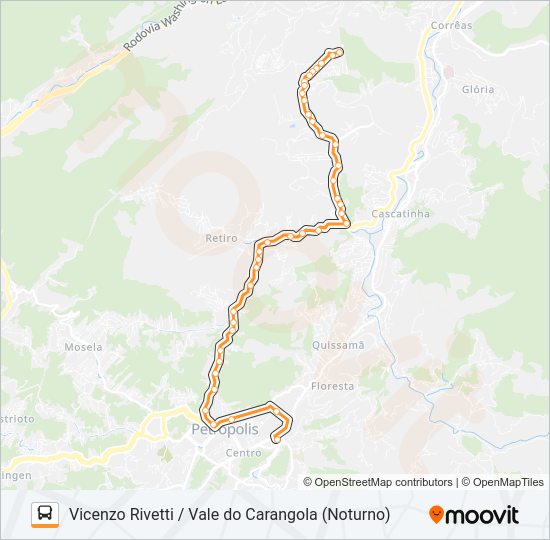Mapa da linha 598 de ônibus