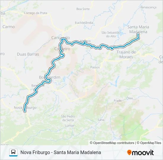 NOVA FRIBURGO - SANTA MARIA MADALENA Bus Line Map