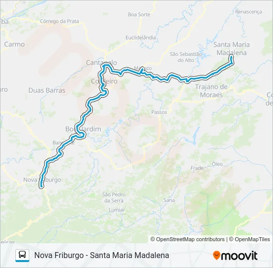 NOVA FRIBURGO - SANTA MARIA MADALENA Bus Line Map