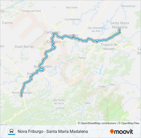 Rota da linha nova friburgo santa maria madalena: horários, paradas e mapas  - Santa Maria Madalena (Atualizado)