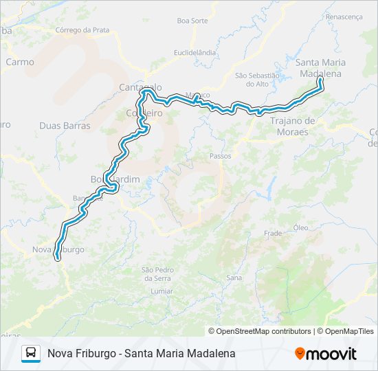 NOVA FRIBURGO - SANTA MARIA MADALENA bus Line Map