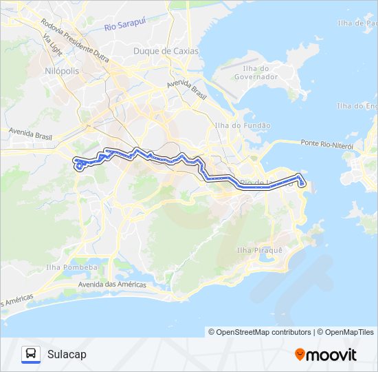 Mapa da linha 2345 de ônibus