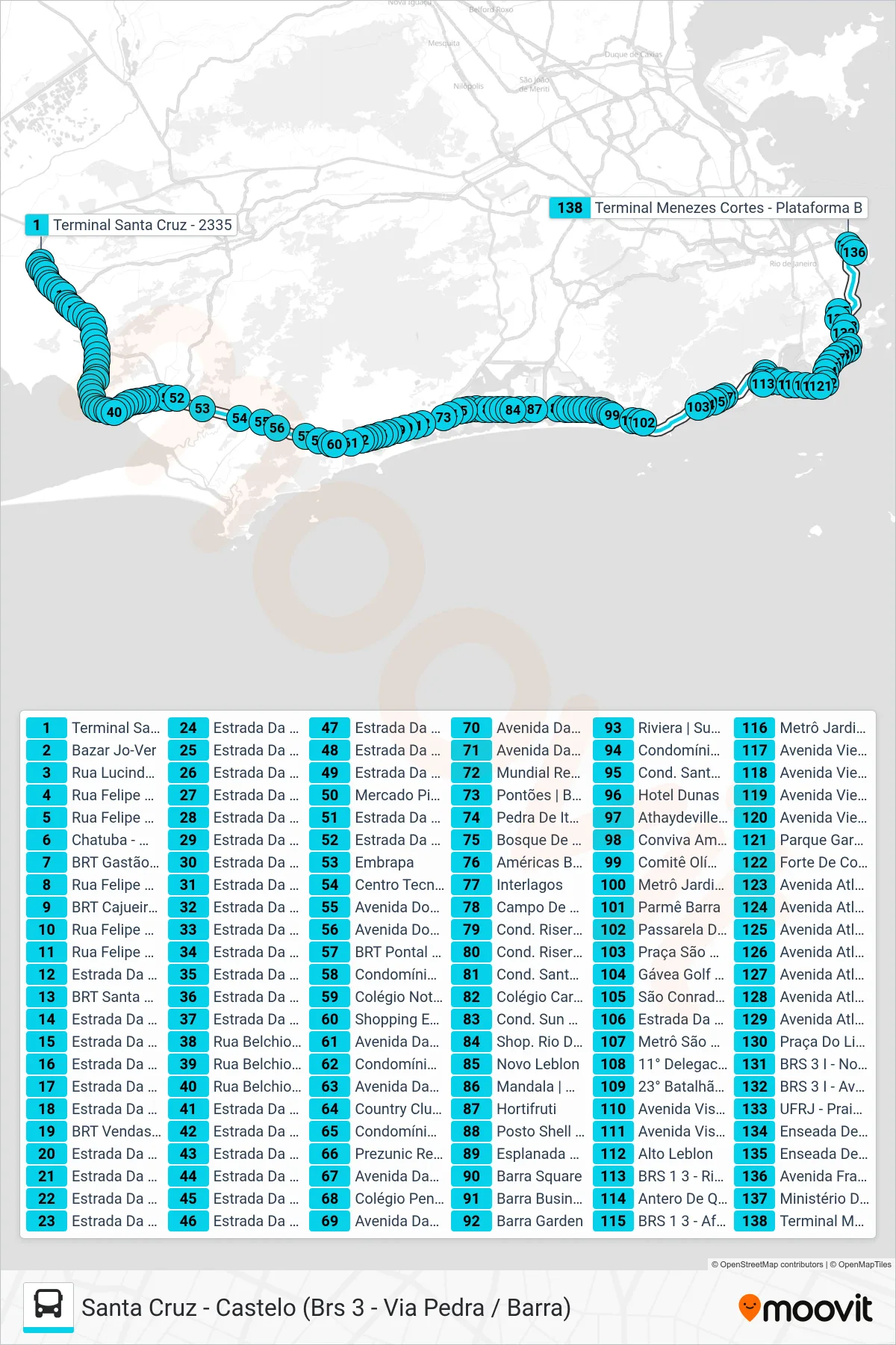 2335 bus Line (Castelo) route and stops on a map