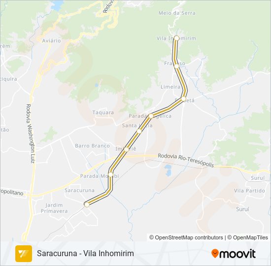 Mapa da linha EXTENSÃO VILA INHOMIRIM de trem
