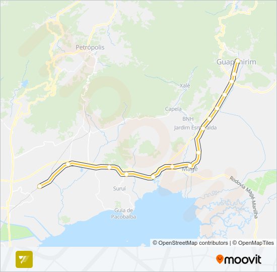 Mapa da linha EXTENSÃO GUAPIMIRIM de trem