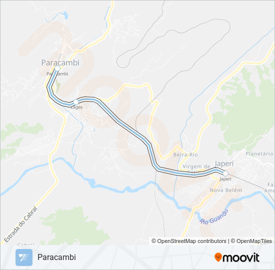 Mapa de EXTENSÃO PARACAMBI de tren