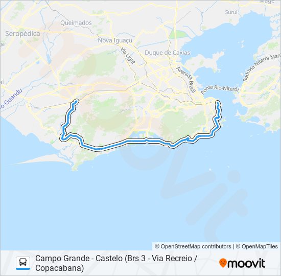 Mapa da linha 2334 de ônibus