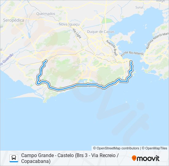 Mapa da linha 2334 de ônibus