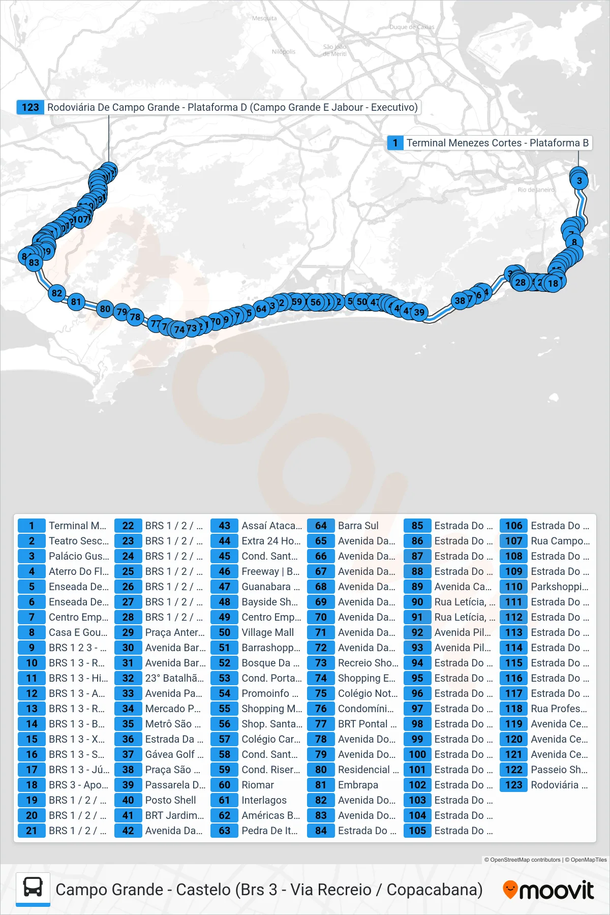 2338 bus Line (Campo Grande (Reversível)) route and stops on a map
