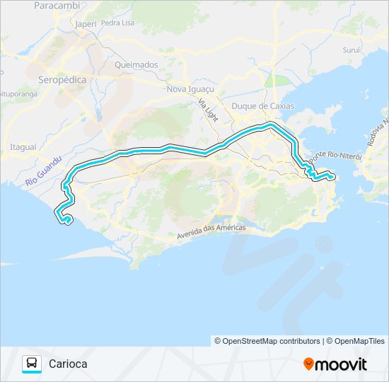 Mapa da linha 2383 de ônibus