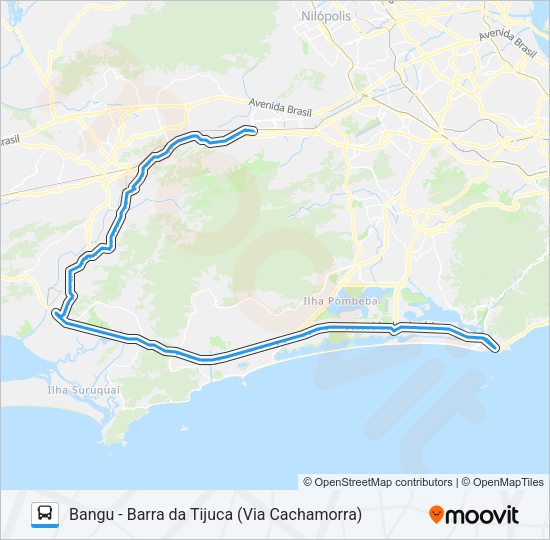 Mapa da linha 2804 de ônibus