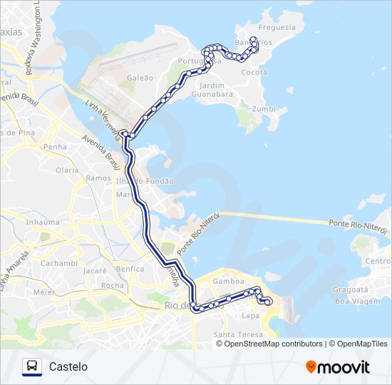 Mapa da linha 2344 de ônibus