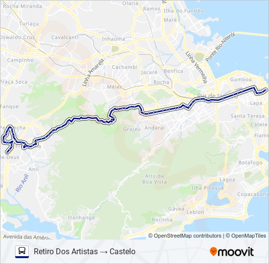 Mapa da linha 2114 de ônibus