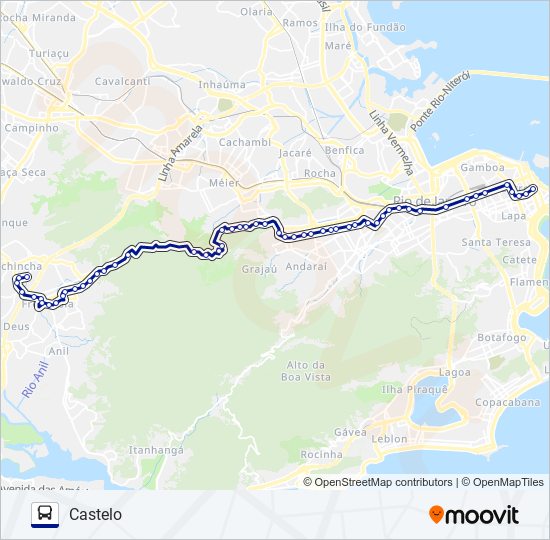 Mapa da linha 2114 de ônibus