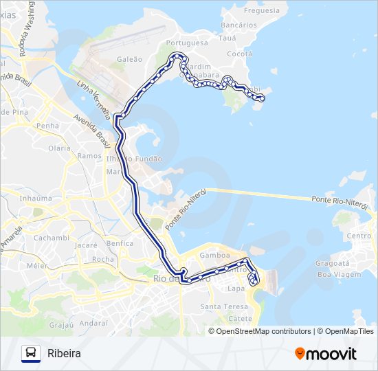Mapa da linha 2343 de ônibus