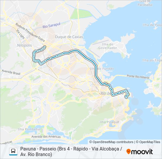 Mapa da linha 2399 de ônibus