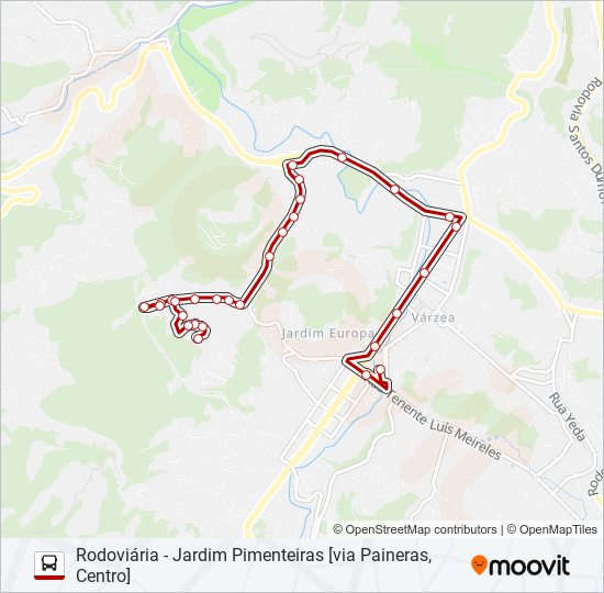 Mapa da linha 10B de ônibus