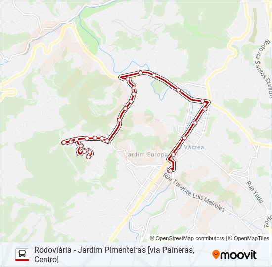 Mapa da linha 10B de ônibus