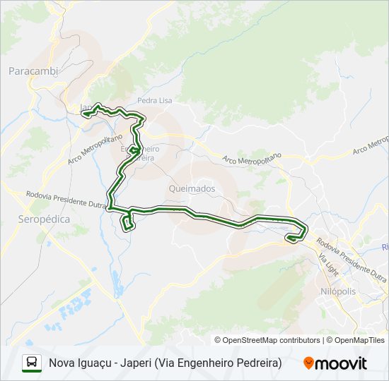 Mapa da linha 180 de ônibus