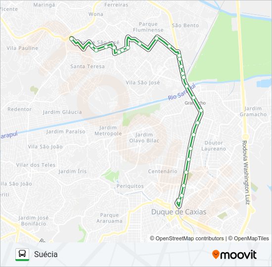 Mapa da linha 418 de ônibus