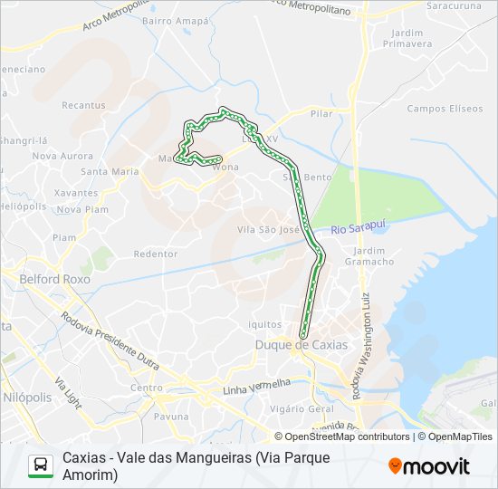 Mapa da linha 447 de ônibus