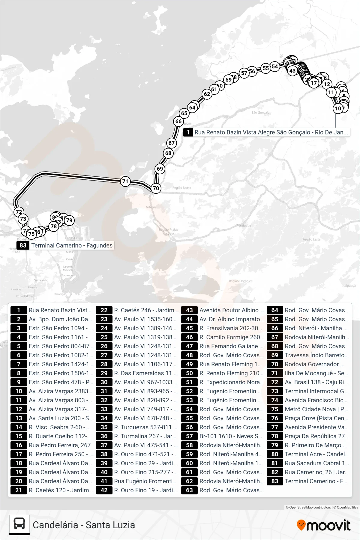 726D bus Line (Candelária) route and stops on a map