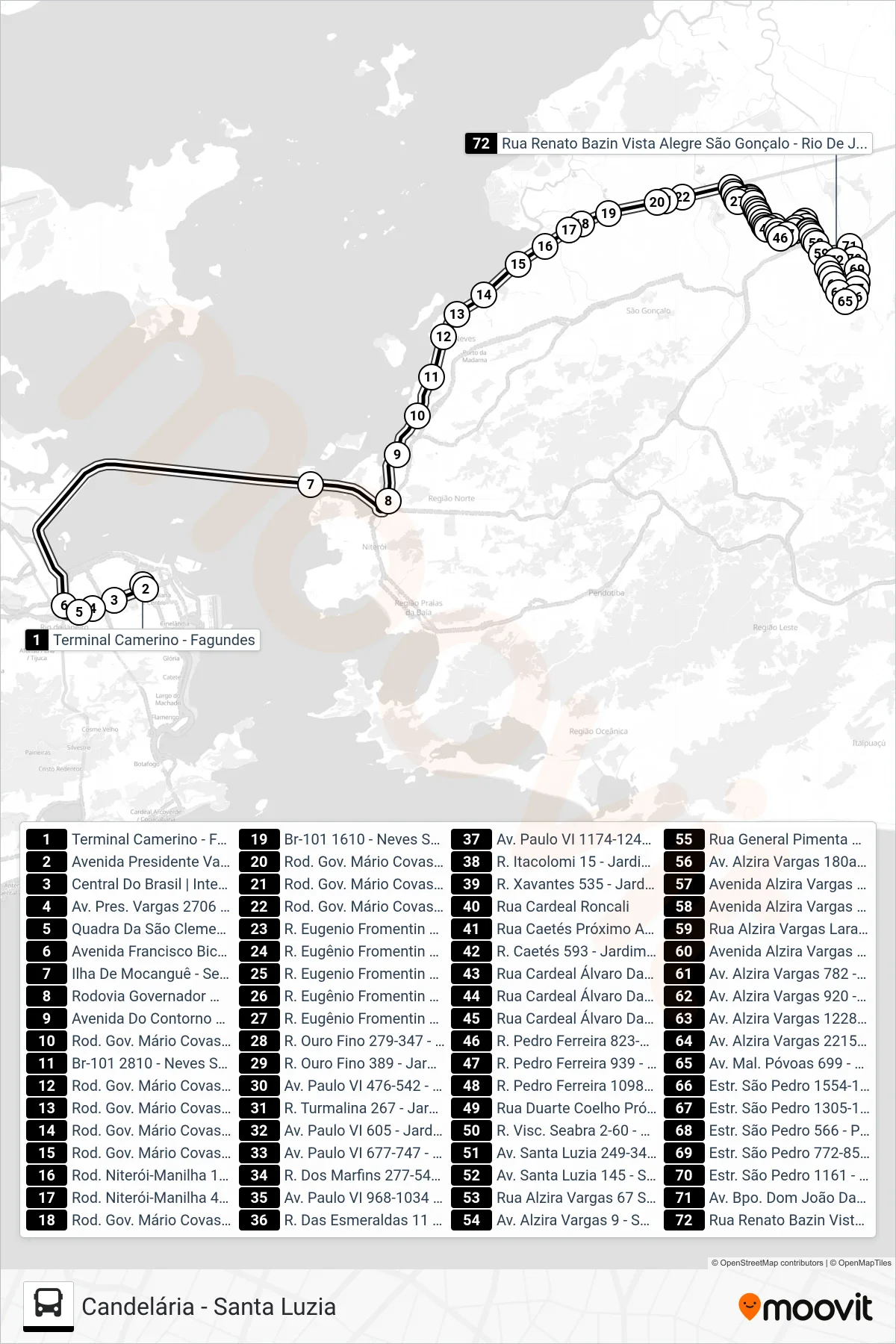 726D bus Line (Santa Luzia) route and stops on a map