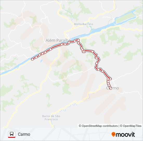 Mapa da linha SP73 de ônibus