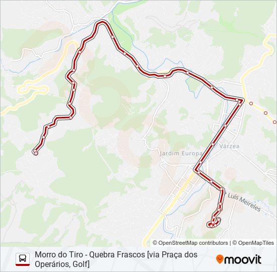 Mapa da linha 08A de ônibus