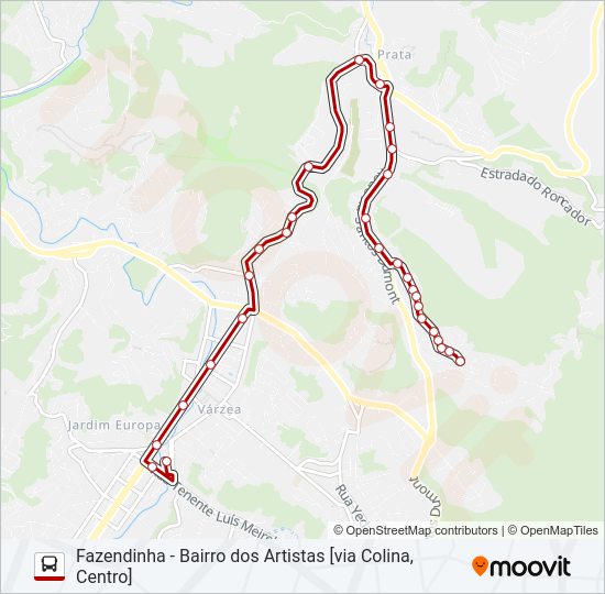 Mapa da linha 51B de ônibus
