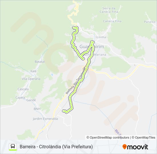Mapa da linha BARREIRA - CITROLÂNDIA (VIA PREFEITURA) de ônibus