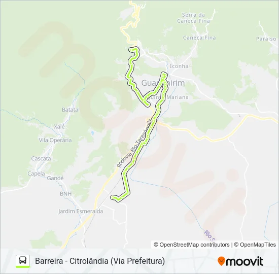 BARREIRA - CITROLÂNDIA (VIA PREFEITURA) Bus Line Map