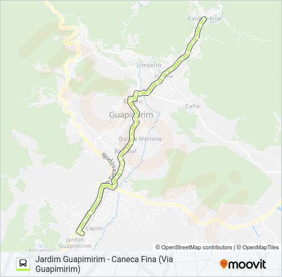 Mapa da linha JARDIM GUAPIMIRIM - CANECA FINA (VIA GUAPIMIRIM) de ônibus