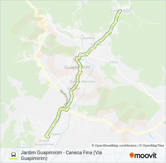 JARDIM GUAPIMIRIM - CANECA FINA (VIA GUAPIMIRIM) Bus Line Map