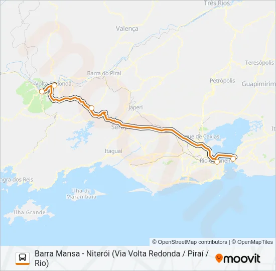 BARRA MANSA - NITERÓI (VIA VOLTA REDONDA / PIRAÍ / RIO) Bus Line Map