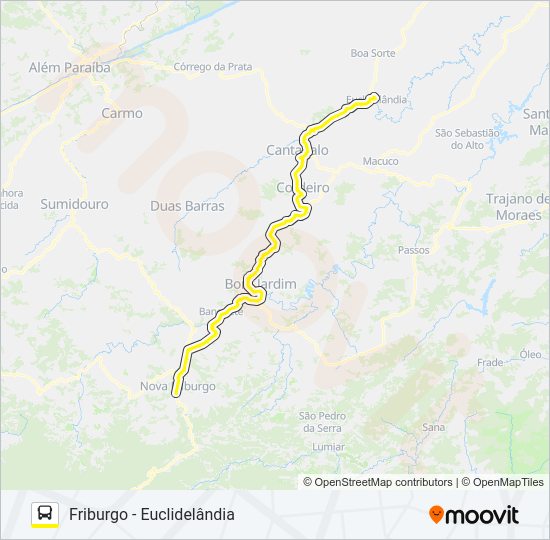 Mapa da linha FRIBURGO - EUCLIDELÂNDIA de ônibus