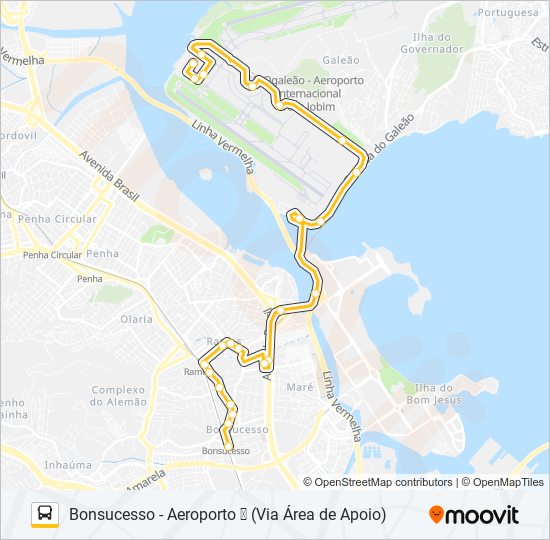 Mapa da linha 915 de ônibus