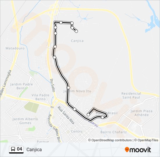 Mapa da linha 04 de ônibus