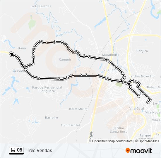 Mapa da linha 05 de ônibus